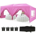 thumbnail image 2 of Smilegend 10x20 Folding Canopy Tent with 6 Removable Sidewalls Waterproof Portable Gazebo UPF 50+ Instant Shelter for Outdoor Events Parties Beach Camping Weddings, Pink, 2 of 6