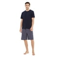 thumbnail image 2 of Men Cotton Pajama Shorts For Men Lightweight Plaid Soft Nightwear Short Sleeves PJS With Pockets, 2 of 5