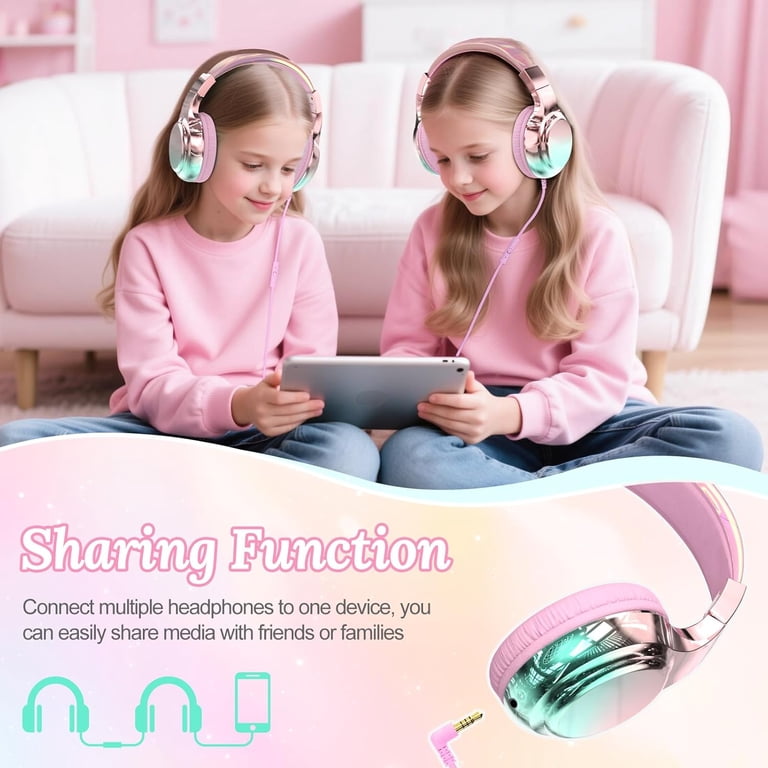 QearFun USB-C Kids Headphones, 85/94dB Volume Limit, Pink photo 6