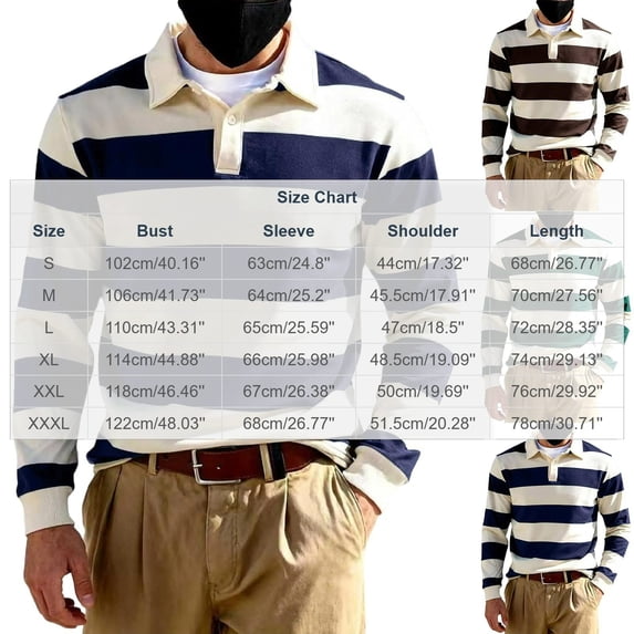 Qiyinn Mens Casual Cotton Blend Striped Long Sleeve Collared T Shirt Polo Shirts