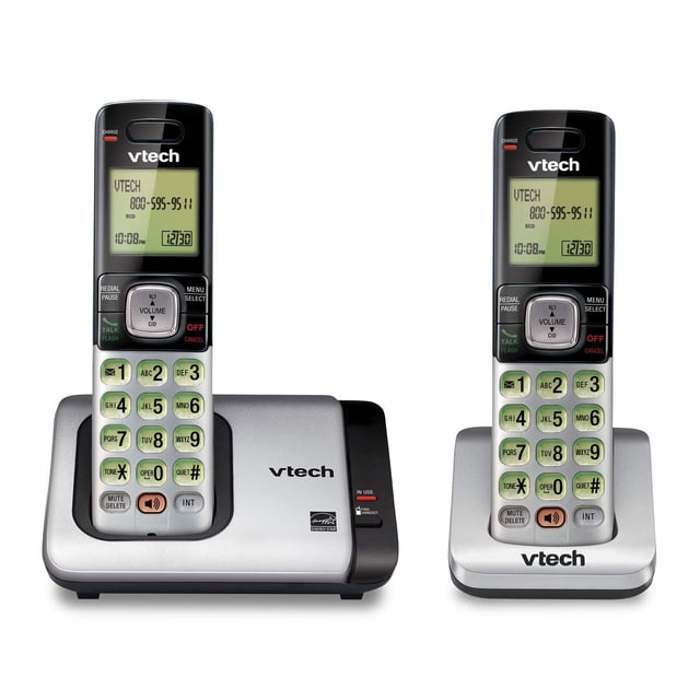 Teléfono inalámbrico VTech CS6719-2 con identificador de llamadas de 2 auriculares, plateado