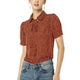 thumbnail image 6 of MODA NOVA Junior's Polka Dots Bow Tie Peter Pan Collar Short Sleeve Blouse, 6 of 6