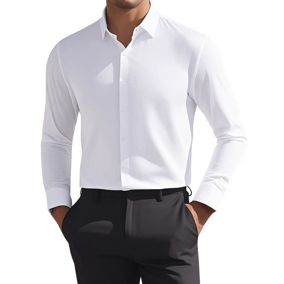 DARING DIVA Men's Soft Long Sleeve Button Down Business Formal Dress Shirt S White