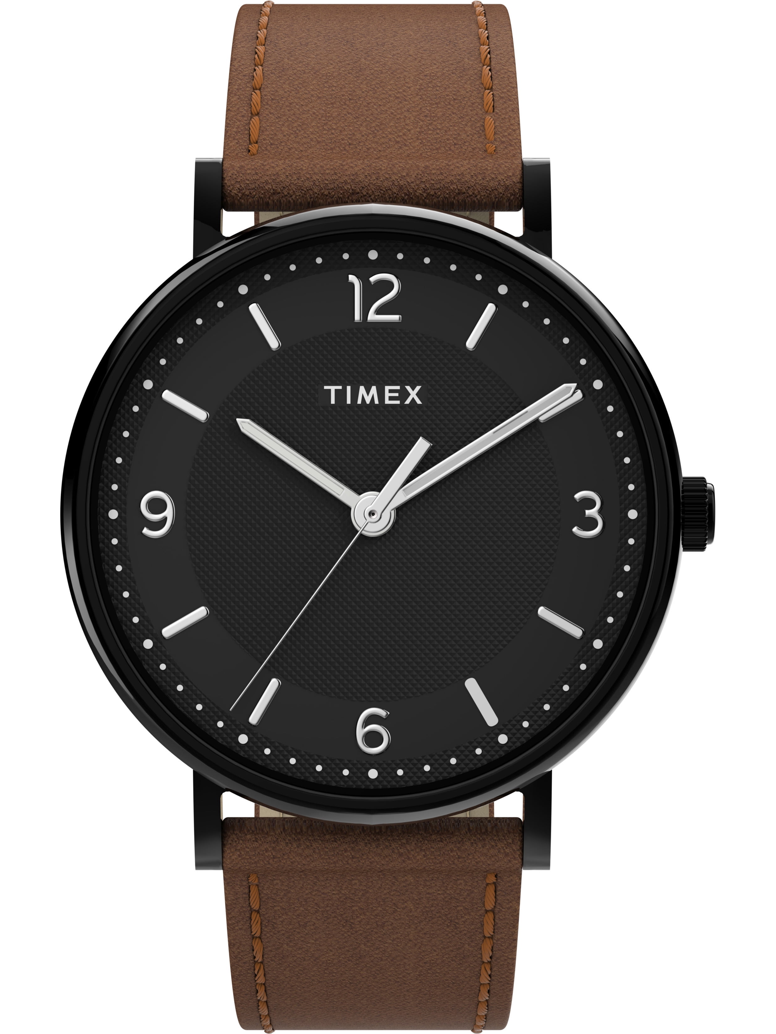 Timex - Timex Men&#039;s Southview 41mm Watch – Black Case Black Dial with Brown Leather Strap