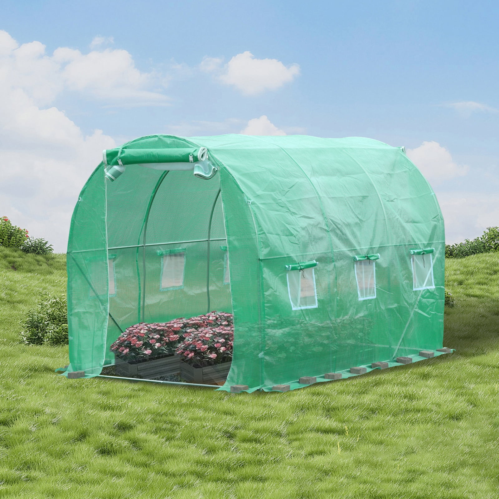 BPS Walk-in Tunnel Greenhouse Waterproof PE Replacement Cover 10x10x7 ft