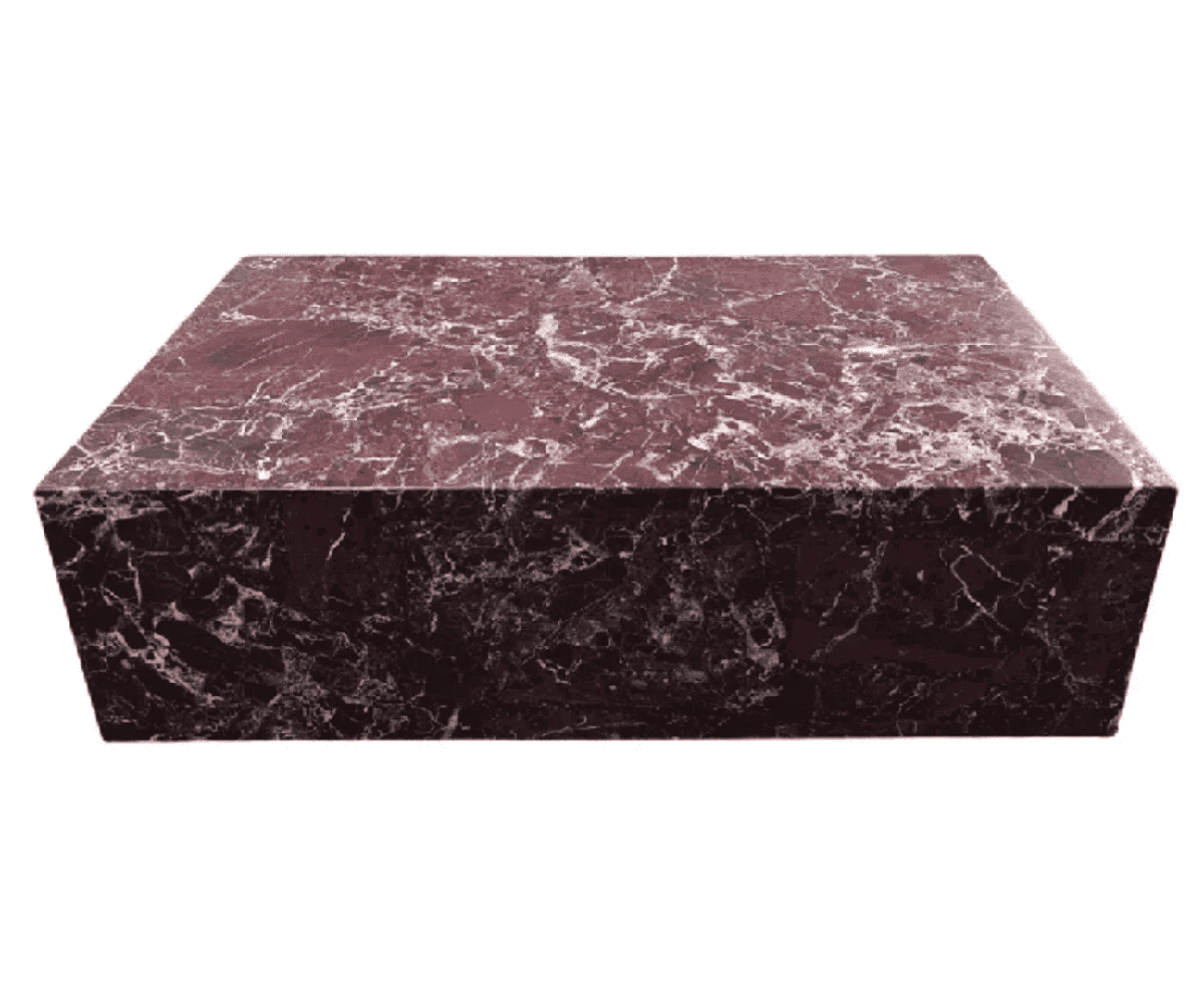 Genuine Marble Block Coffee Table - Rosso Levanto Marble