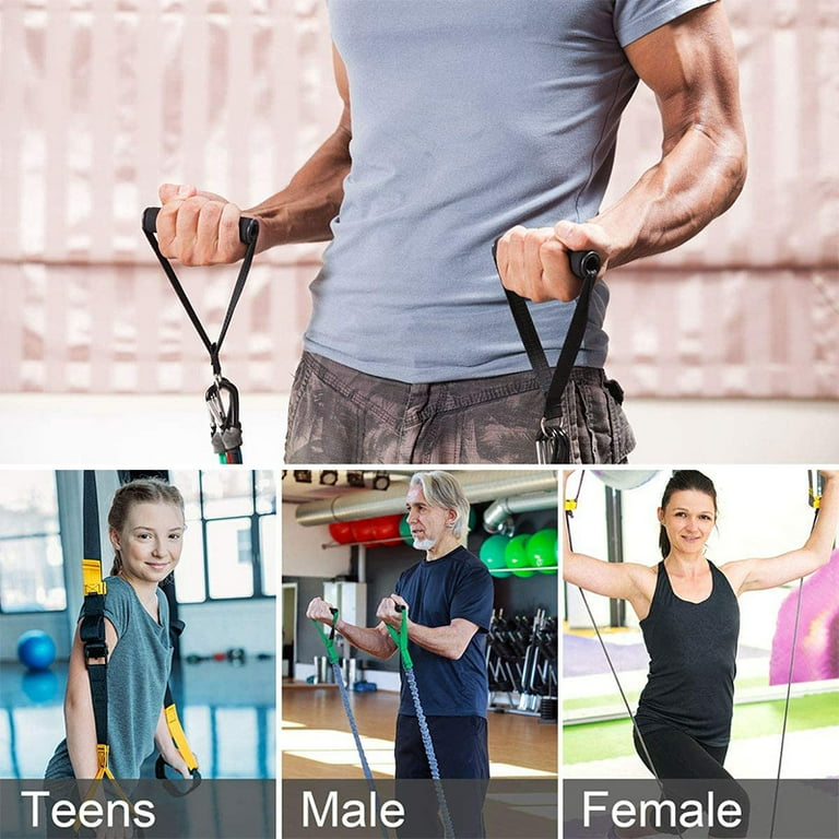 Resistance Band Handles Plastic D Ring Exercise Strap Foam Handle Band Fitness Equipment for Home Gym Overhead Strength Training Stretching Black