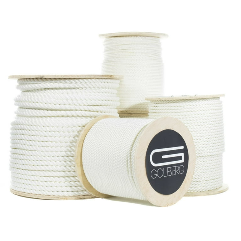 GOLBERG Twisted Nylon Rope - Premium USA Made - Choose from 1/4, 5/16,  3/8, 1/2, 5/8, 3/4, 1, 1 1/4, 1 1/2, 2 Diameter - Available in  Lengths of 10', 25', 50