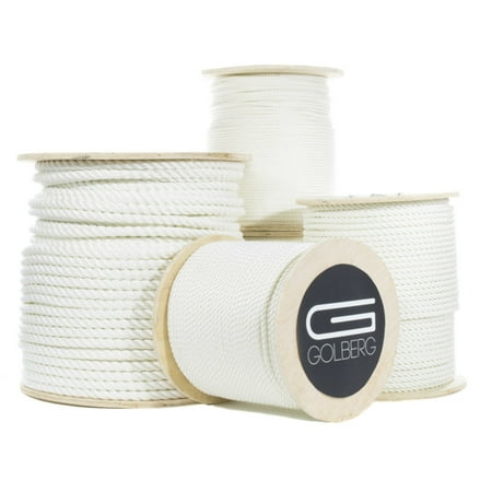 

GOLBERG Twisted Nylon Rope - Premium USA Made - Choose from 1/4 5/16 3/8 1/2 5/8 3/4 1 1 1/4 1 1/2 2 Diameter - Available in Lengths of 10 25 50 100 600 1200