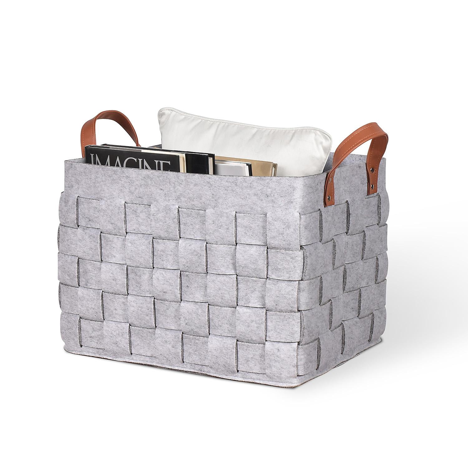 Bintopia Gray Felt Woven Bin Pack of 5