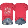 thumbnail image 4 of Camisetas de Verano de Mujer Pequeña Flor Impresa Cuello Redondo Manga Corta Superior, Verano Superior de las Mujeres, 4 of 4