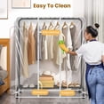 thumbnail image 7 of Clear Garment Rack Cover, Clothes Rack Cover with Reinforced Zippers, Waterproof PEVA Dustproof Protection（60\" x 20\" x 43.3\"）, 7 of 7