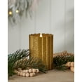 thumbnail image 3 of Seasonal LLC Sutton Fluted Flameless LED Pillar Candle 4 x 10 | 3D Moving Flame | Adjustable Brightness | Battery Operated | Flickering Flame | Real Wax Body, Gold, 3 of 3