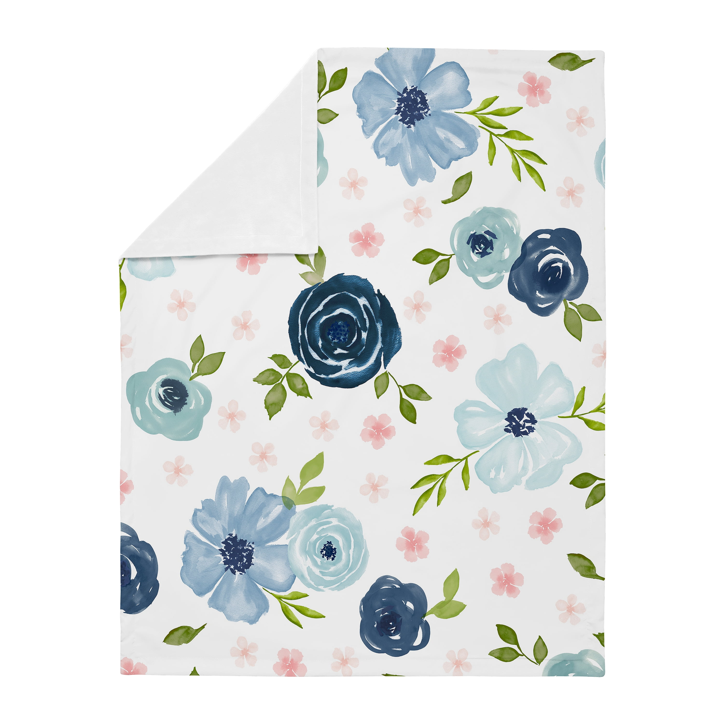 Sweet Jojo Designs Watercolor Floral Blue Green and Pink Baby Security Blanket