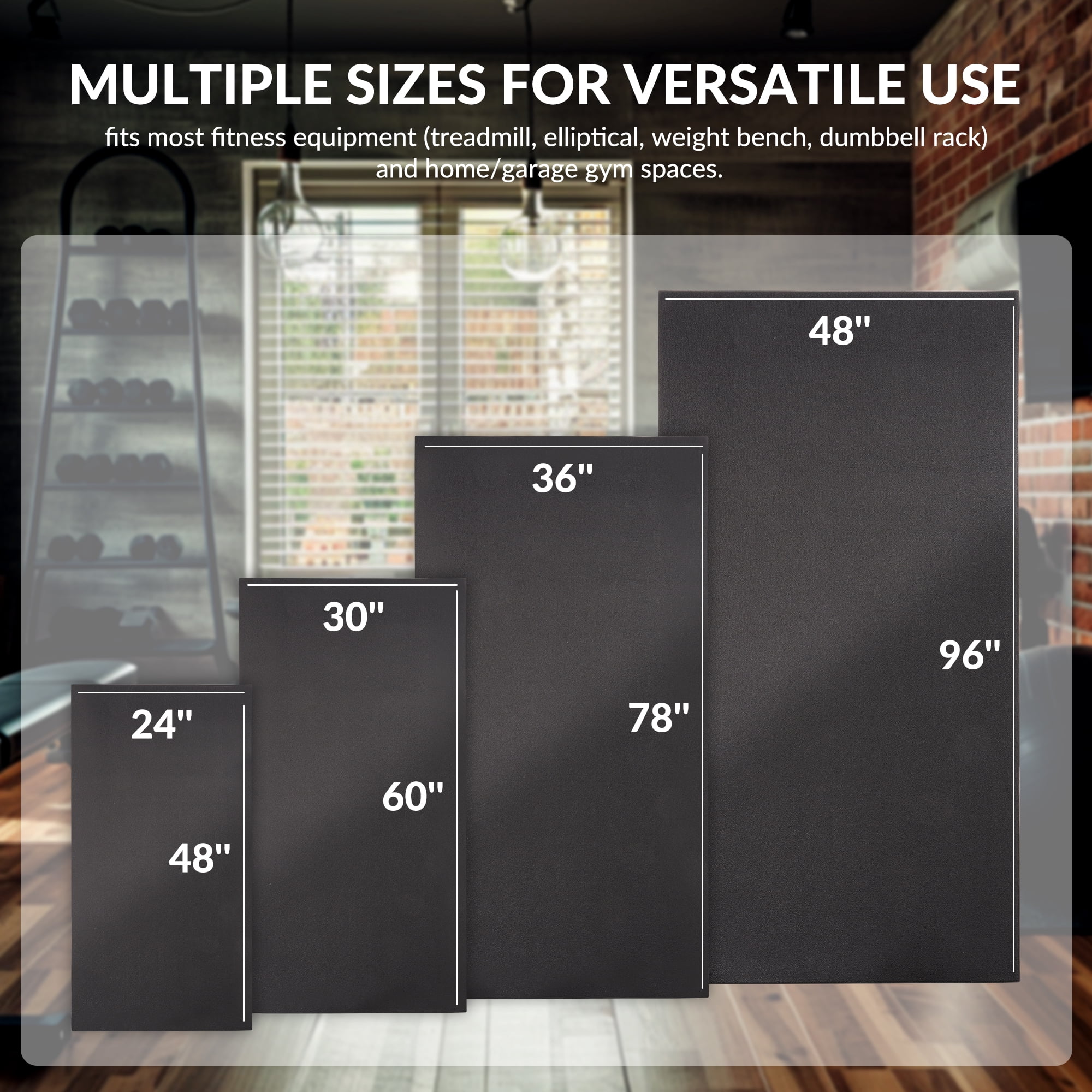 Signature Fitness PVC Equipment Mat, Black, Available in 4 Sizes, Protective Floor Mat for Treadmills, Exercise Bikes, and Home Gym Equipment