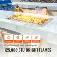 thumbnail image 5 of VEVOR 30 x 10 inch Drop-in Fire Pit Pan, Rectangular Stainless Steel Fire Pit Burner Kit, Natural & Propane Gas Fire Pan 125,000 BTU with H-Burner for Indoor or Outdoor Use, 5 of 9