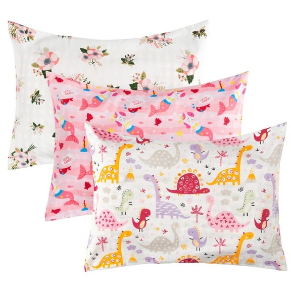 Laffact Cotton Pillowcase Flower Print Pattern Pillow Cover,3 Count