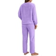 thumbnail image 3 of Innerwin Ensemble de Pyjama en Polaire pour Femmes, Couleur Unie, Col Rond, Chaud, Sherpa, Violet S, 3 of 4