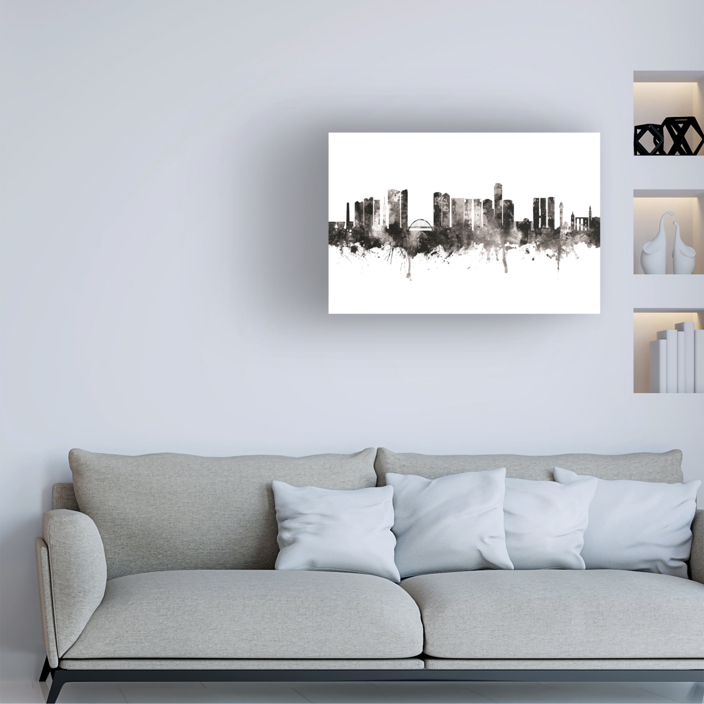Michael Tompsett 'Tel Aviv Israel Skyline Black White' Canvas Art