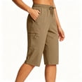 thumbnail image 5 of PWPSG Womens Cargo Capris, Quick Dry Fabric with Drawstring Waist and Multi Zip Pockets, Relaxed Fit for Hiking, Outdoor Wear Yellow L, 5 of 6