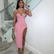 thumbnail image 2 of Vestidos de fiesta de noche sexys con cortes laterales, vestidos de mujer con tirantes finos, escote en V, espalda descubierta, ajustados, vestido largo, elegante para cumpleaños y graduación, 2 of 5