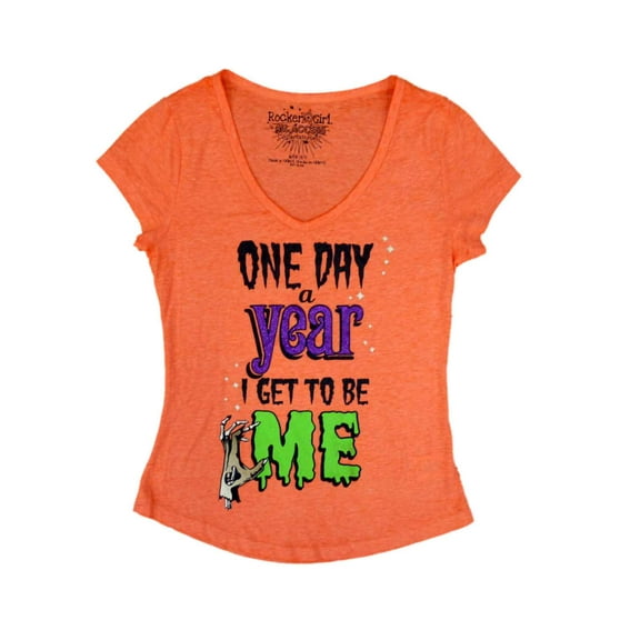 Rocker Girl Junior Women One Day A Year I Get To Be Me Halloween T-Shirt Top L