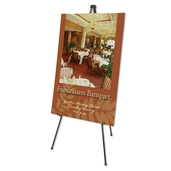 Heavy-Duty Adjustable Instant Easel Stand, 25" To 63" High, Steel, Black | Bundle of 5 Each