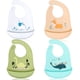 thumbnail image 1 of Juego de 4 baberos de silicona, baberos impermeables para comer con recogedor de migas, fáciles de lavar, súper suaves, baberos reutilizables para niños pequeños (3), 1 of 5