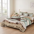 thumbnail image 2 of Full Quilt Set 78''x90'', Western Texas Star Green Lightweight Bedspread Coverlet Set with 2 Pillow Shams, Farmhouse Brown Country Vintage Breathable All Season Quilt Bedding for Bedroom/Guest Room, 2 of 9
