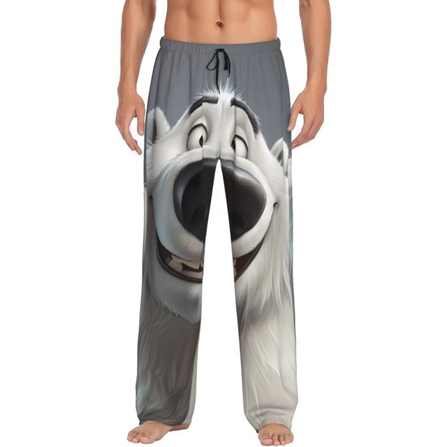 Balery Smiling Polar Bear Pantalones de pijama para hombre, pijama ultraligero, pantalón de descanso-Medium