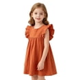 thumbnail image 2 of Little Girls Print Sundress Sleeveless Ruffle Casual Dress Mix Summer Dress for Kids Brown Size 3-4 Years, 2 of 6