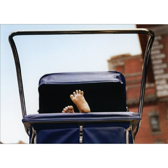 Avanti Press Baby Toes Sticking Out of Carriage America Collection Funny / Humorous New Baby Congratulations Card