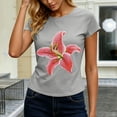 thumbnail image 5 of Perfectbot Women’s Floral Print Cropped T-Shirt, Short Sleeve Lily Graphic Baby Tee, Casual Summer Top, 5 of 6