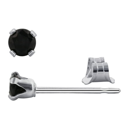 50 Sterling Silver Findings Gem Avenue Sterling Silver 2.5mm Round Black Cubic Zirconia Stud Earrings with Post Back Findings ()