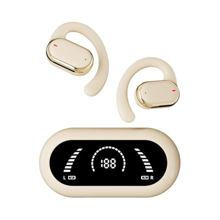 JOGZMZ Ear Mounted Non in Ear Intelligent Digital Display Bluetooth 5.3 Directional Sound Transmission with Ultra Long Battery Life Wireless Earphones