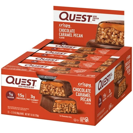 Quest Hero Protein Bars, Low Carb, Gluten Free, Chocolate Caramel Pecan, 12 Count