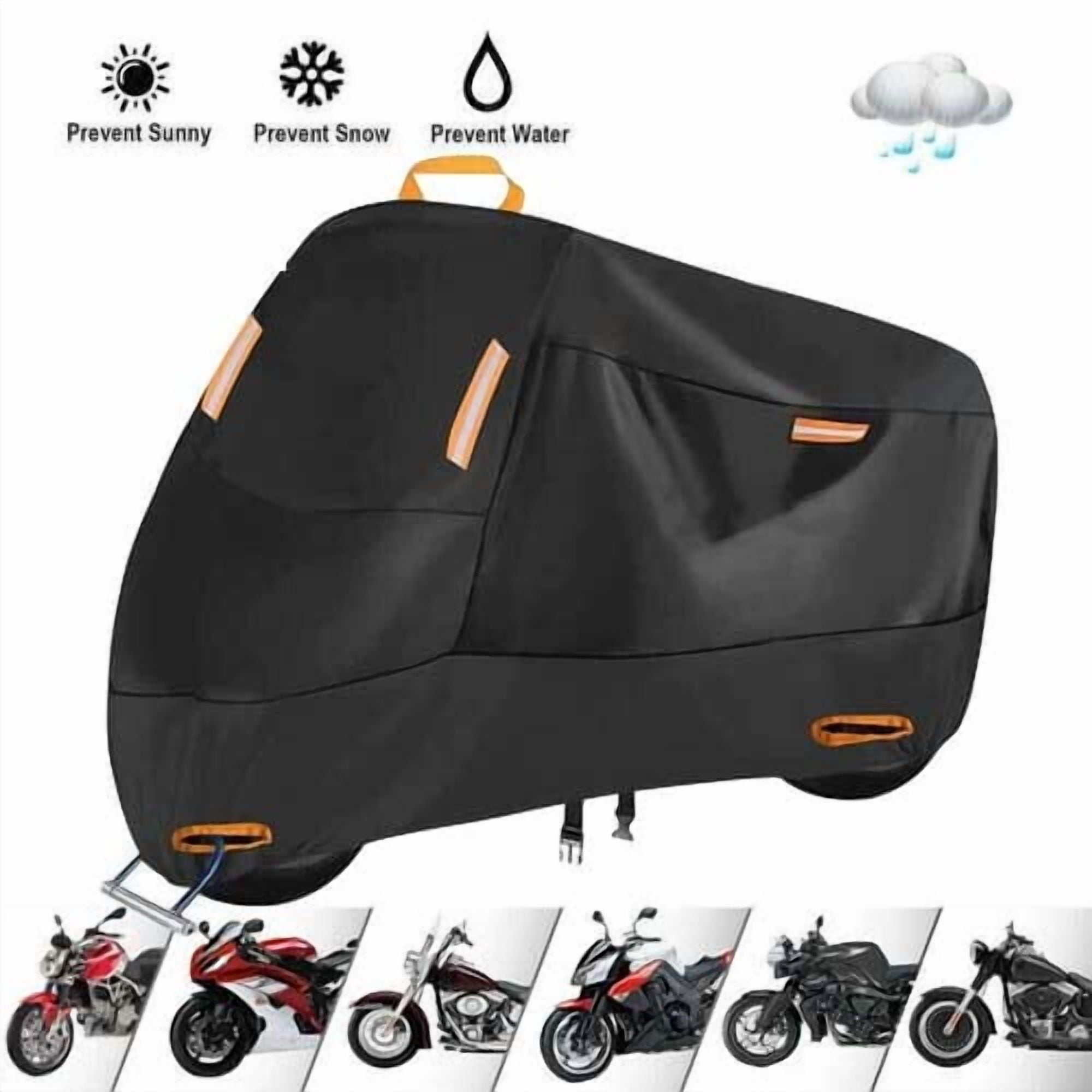 CAMOTUSE Heavy Duty Waterproof L Motorcycle Cover for Winter Outdoor Storage All Weather Protection for Large Bikes