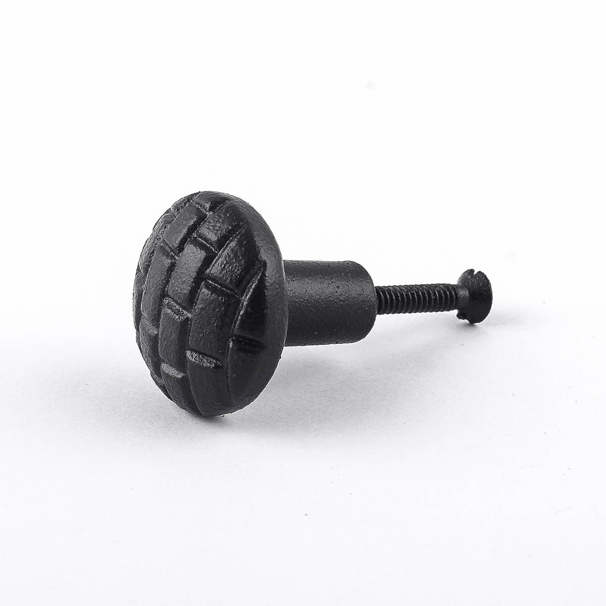 Renovators Supply Black Iron Kitchen Cabinet Knob Pull Round Brick style Black Powder Coat Finish Decorative Metal Knobs for Kitchen Cabinet or Drawer Pull Handle w/Screws Pack of 2