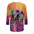 thumbnail image 4 of CYMMPU Women's Casual Horse Printed 3/4 Length Sleeve Crewneck Trendy Tunic Tops Summer Fall Shirts Business Work Blouses Basic Tees 2025 Clothes Multicolor S, 4 of 5