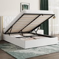 thumbnail image 3 of Garvee Queen Size Lift Up Storage Bed Frame with with Gold Wingback Headboard, Velvet Upholstered Bed Frame for Home Office, Hydraulic Support, No Box Spring Needed, White, 3 of 9