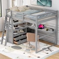 thumbnail image 3 of EUROCO Full Size Loft Bed with Desk and Shelf, Gray, 3 of 12