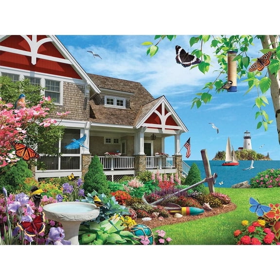Bits and Pieces 500 Piece Blooming Beach House Jigsaw Puzzle, 18" x 24"