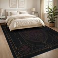 thumbnail image 3 of ODIKA 8'x10' Washable Area Rug Black Gold Celestial Moon and Roses Design Elegant Floral Astronomical Motifs for Living Room, Under Sectional, Family , Durable, Non-Slip, 3 of 7