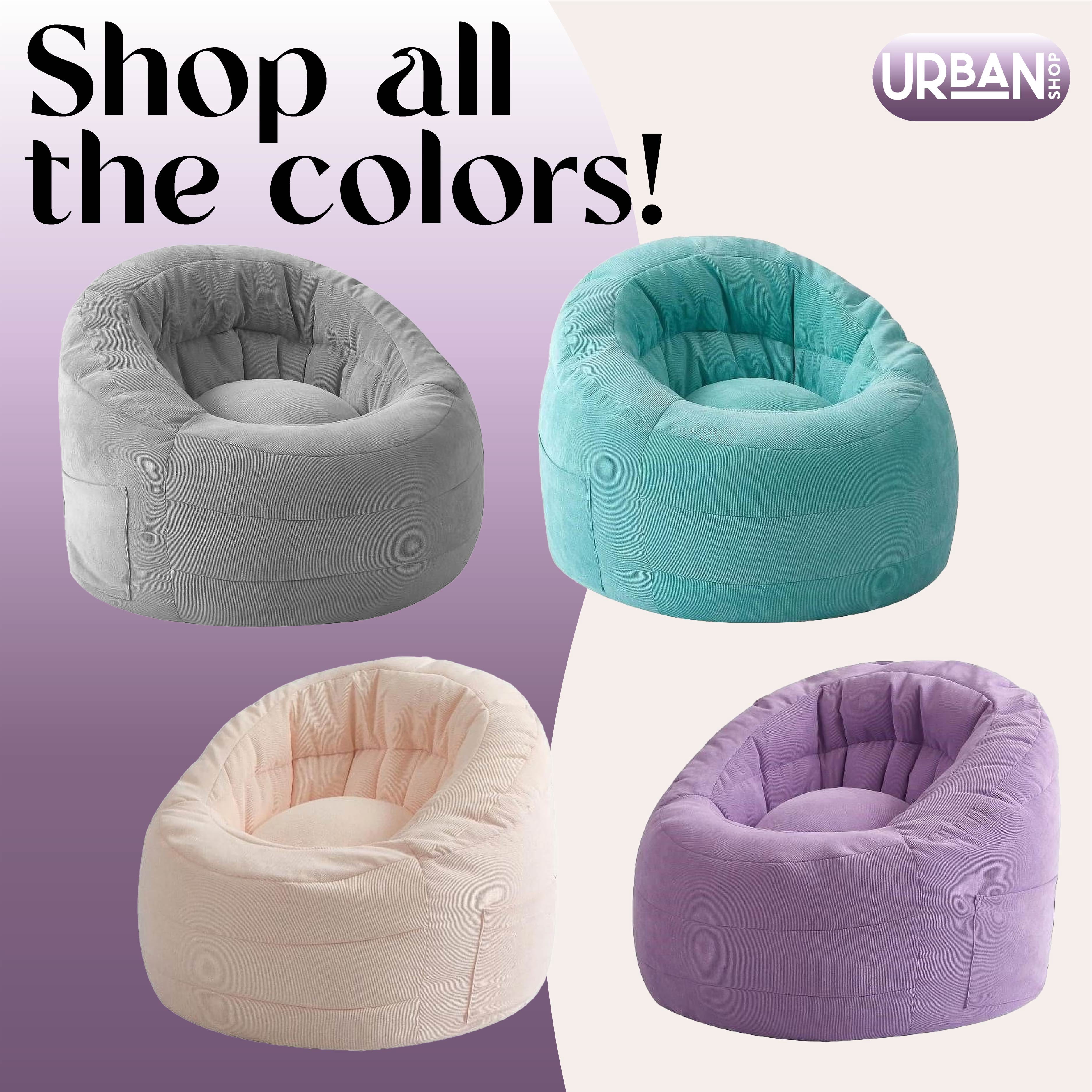 POD by Urban Shop, Plush Corduroy Bean Bag Chair with Pocket, Purple