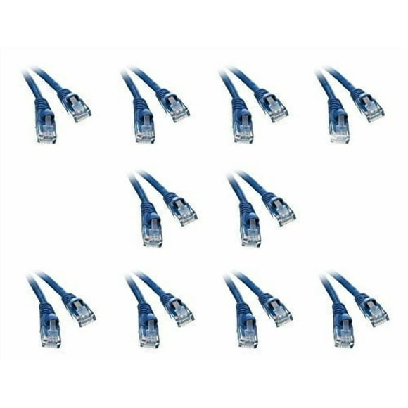 CAT5E Câble Patch Ethernet LAN Haute Vitesse, Anti-Accroc/moulé, 1.5 Pieds, Bleu, 10 Pcs (ED740788)