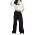 thumbnail image 1 of Jumpingount Banquete Niñas Camiseta de algodón de manga corta Conjunto de pantalones de pierna ancha Viajar Senderismo Niños Diseño simple Tops conjuntos de ropa Blanco 130cm, 1 of 6