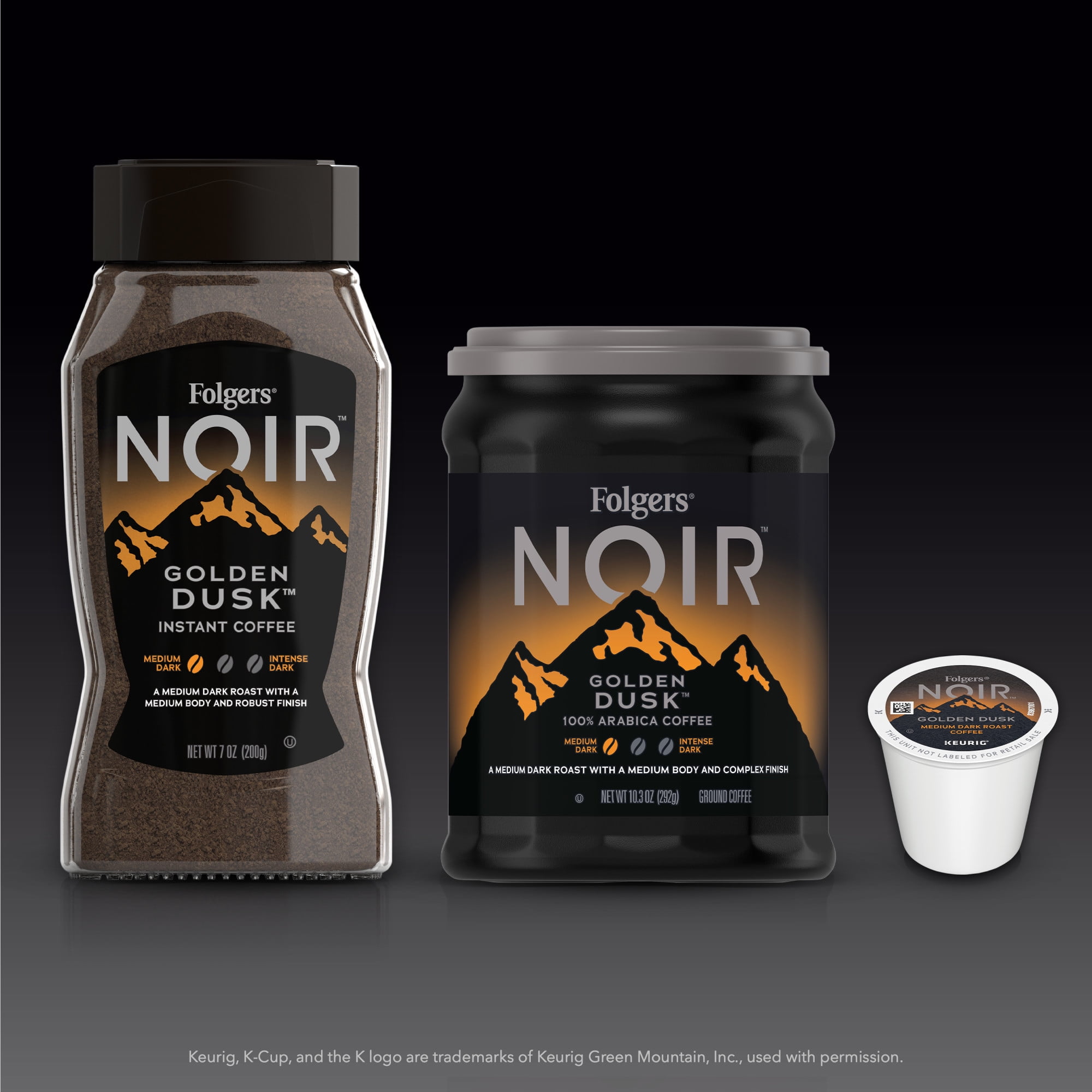 Folgers Noir Golden Dusk Instant Coffee, Medium Dark Roast, 7 Ounce Jar