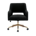 thumbnail image 3 of Modern Water and Stain Resistant Boucle Fabric Upholstered Rolling Task Chair Height Adjustable Swivel Vanity Chair, Black, 3 of 5