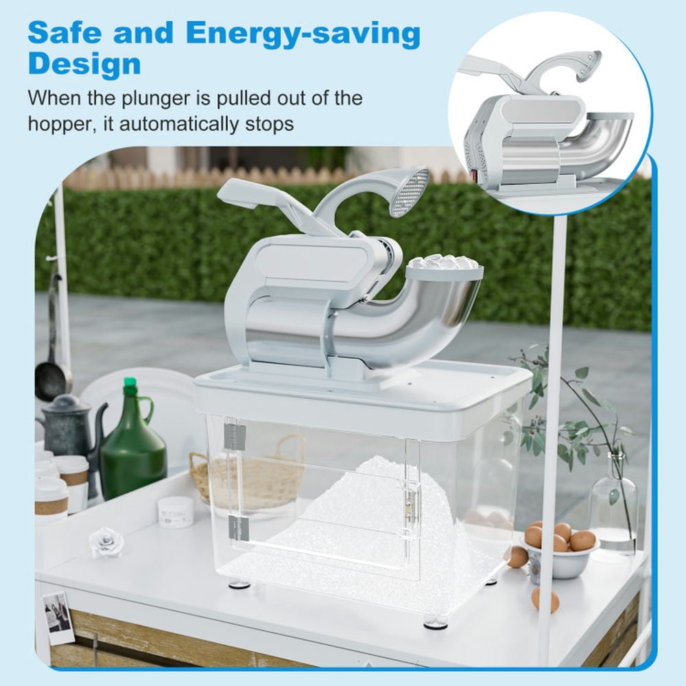 Topcobe 300W Commercial Ice Crusher with Dual Blades and Safety Switch for Home Kitchen Dorm-Gray