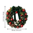 thumbnail image 3 of Kokovifyves 40cm Xmas Wreath for Front Door, 16 Inch Pine Cone Hanging Garland with Bows and Shiny Ornaments for Home Wall Holiday Decor, 3 of 7